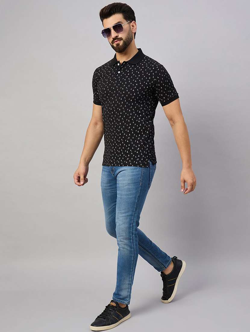 men printed short sleeve polo t-shirt - 22291890 -  Standard Image - 2