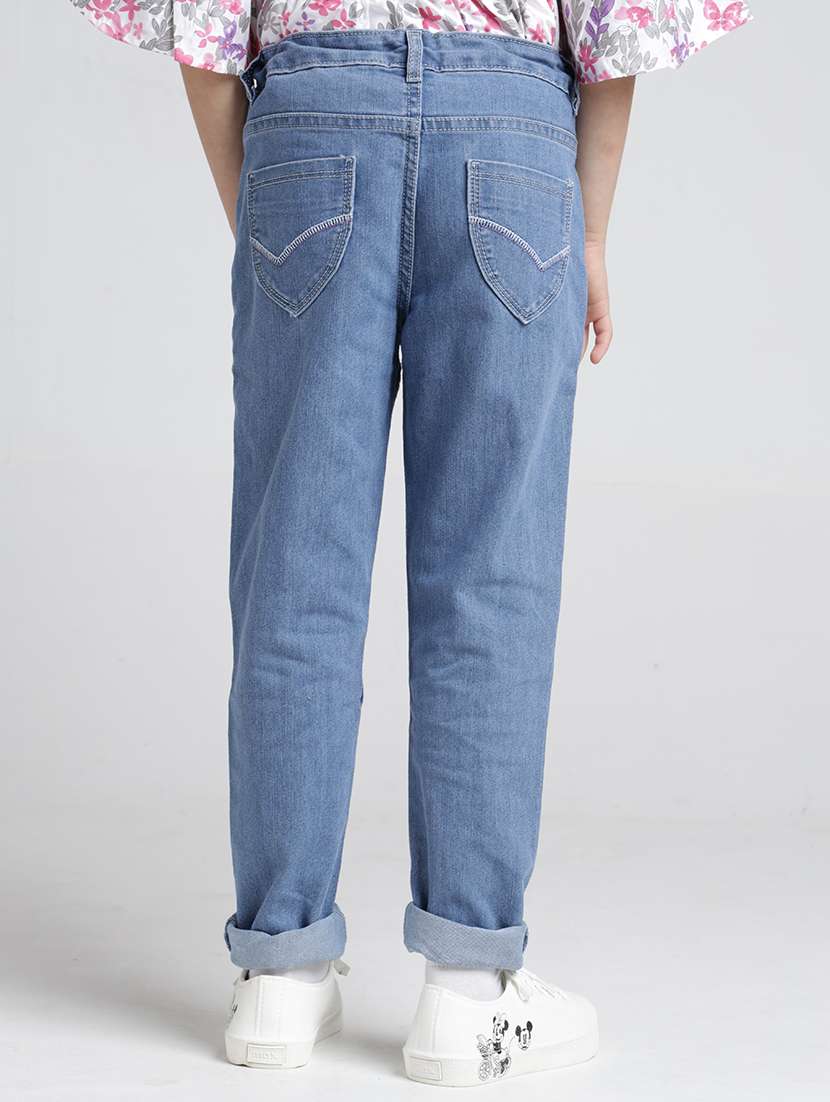 girls solid mid rise slim fit jeans - 22291967 -  Standard Image - 2