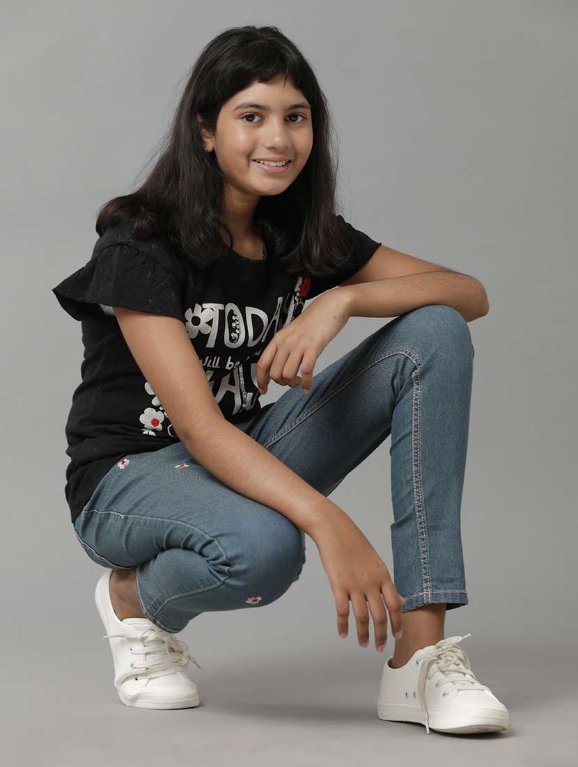 girls solid mid rise slim fit jean - 22291978 -  Standard Image - 2