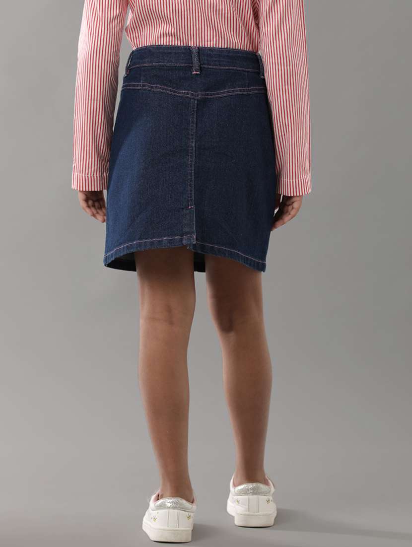 girls solid mid rise denim skirt - 22292013 -  Standard Image - 2