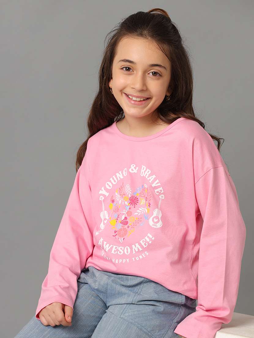 girls printed long sleeve tee