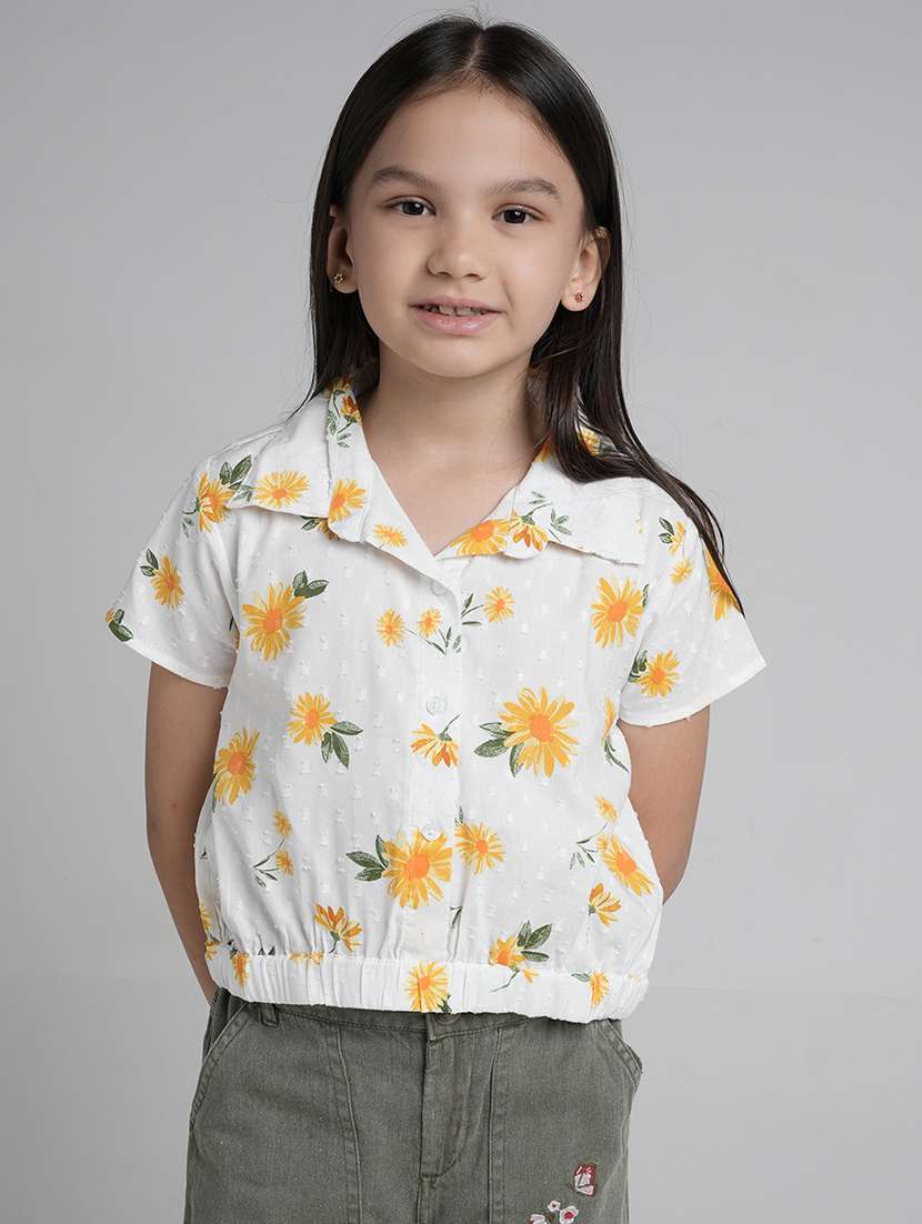 girls printed short sleeve crop top - 22292107 -  Standard Image - 2
