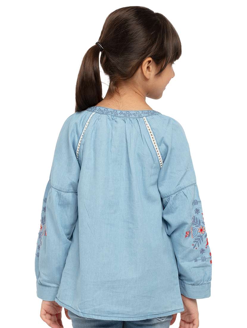 girls embroidered long sleeve a-line top - 22292110 -  Standard Image - 2