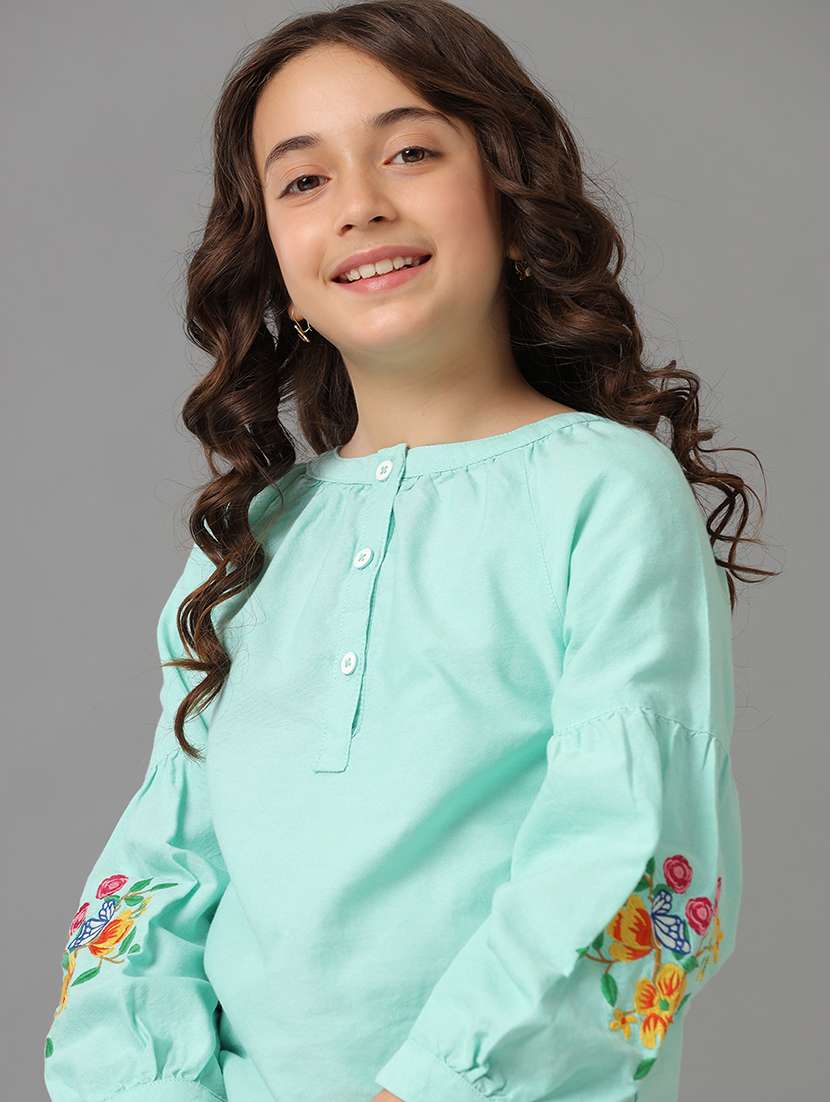 girls solid mid rise straight trouser - 22292146 -  Standard Image - 2