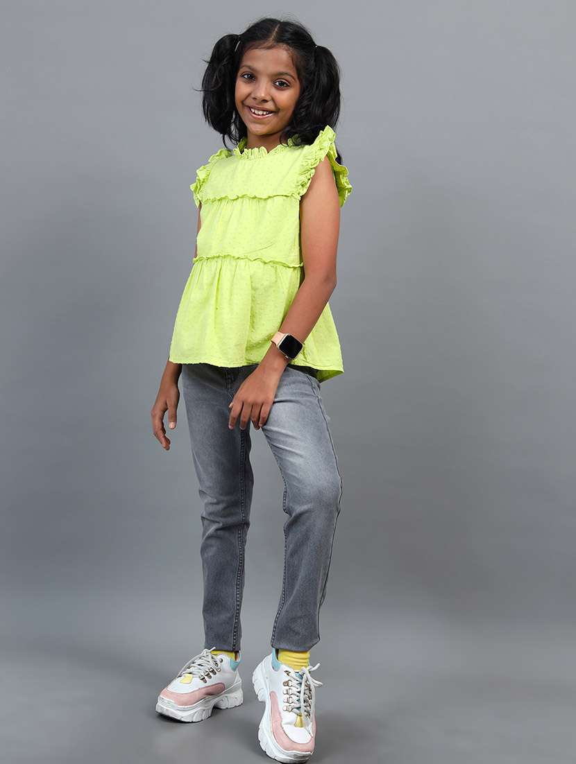 girls solid mid rise slim fit jeans - 22292155 -  Standard Image - 2