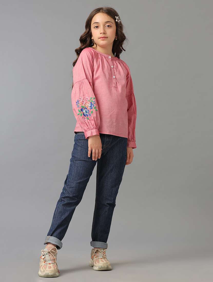Girls Solid Mid Rise Slim Fit Jeans - 22292167 -  Standard Image - 2