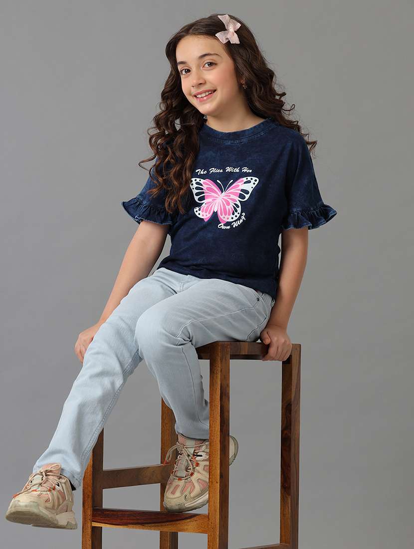 girls solid mid rise slim fit jeans - 22292168 -  Standard Image - 2