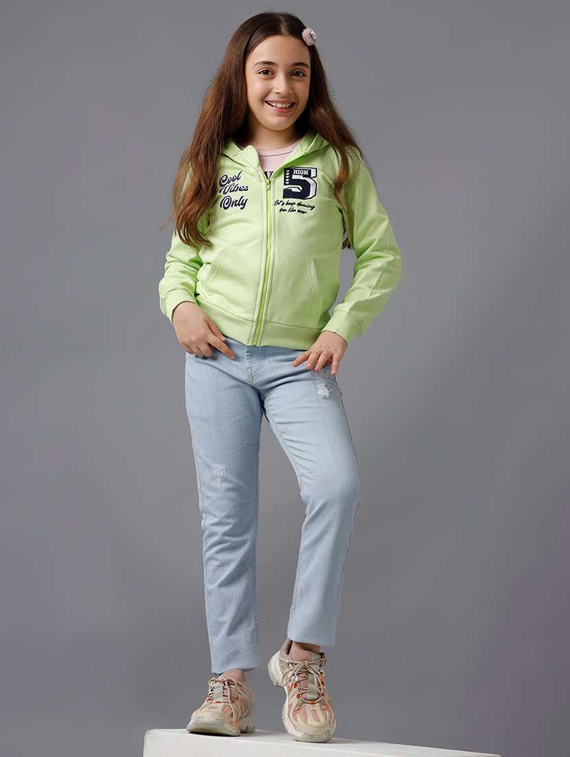Girls Solid Mid Rise Slim Fit Jeans - 22292169 -  Standard Image - 2