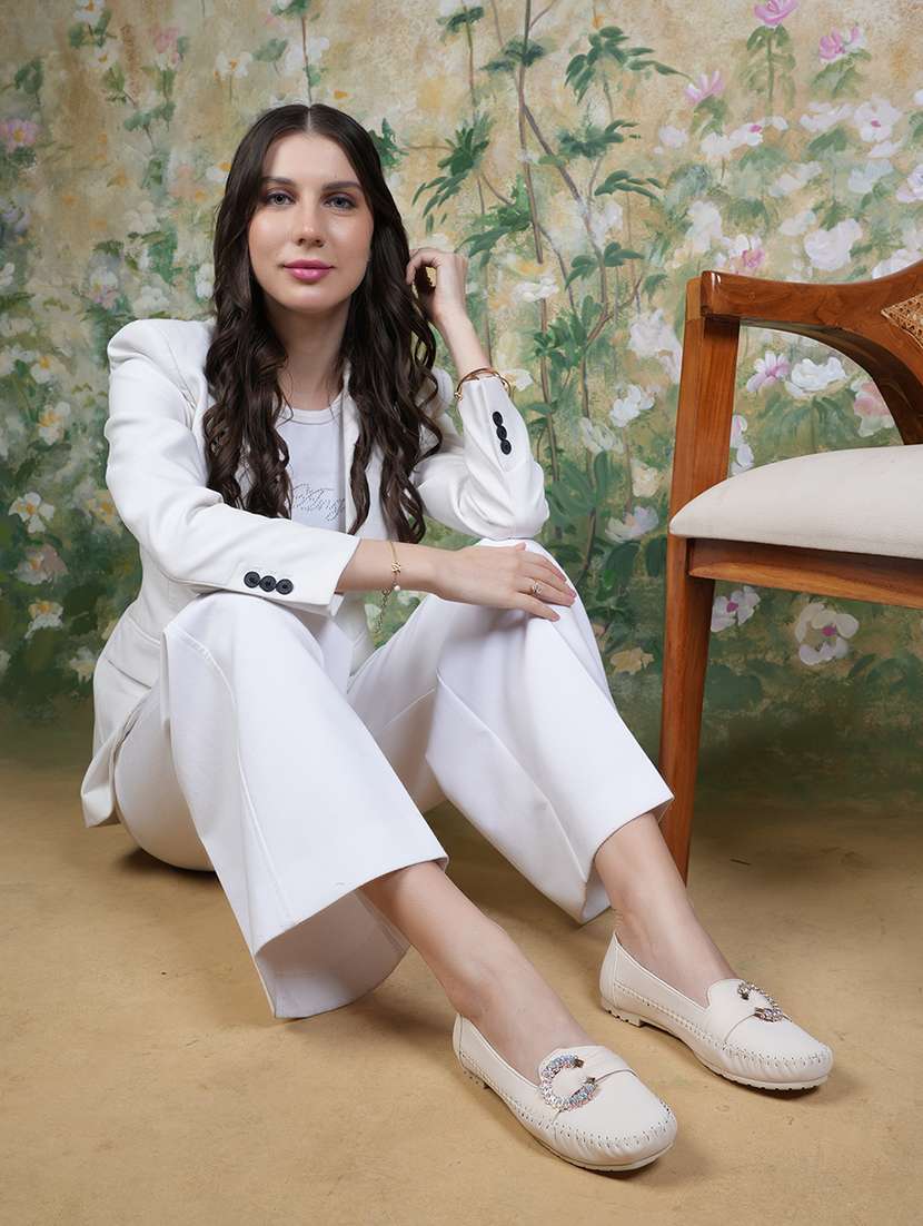 women cream slip on ballerina - 22292179 -  Standard Image - 2