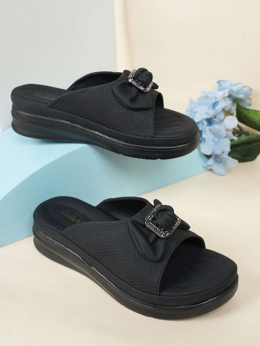 women black slip on wedge