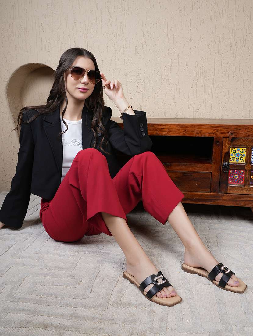 women black slip on flat sandal - 22292230 -  Standard Image - 2