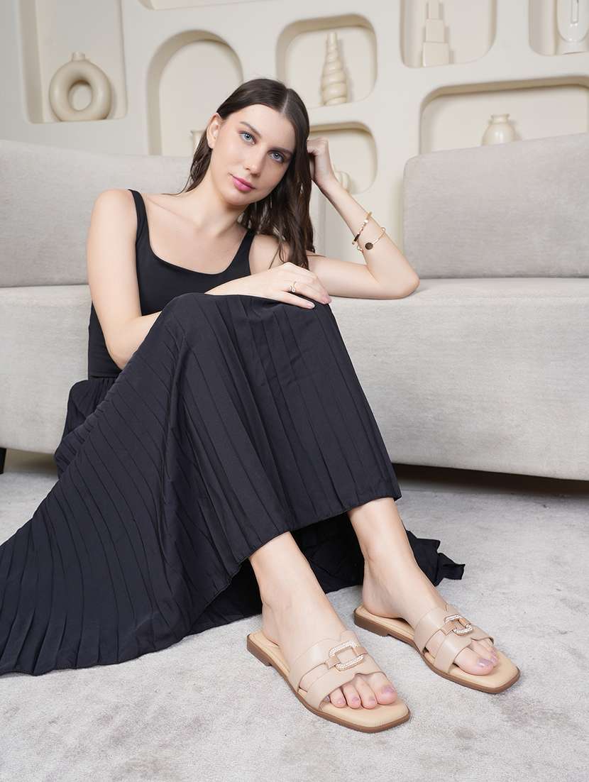 women black slip on flat sandal - 22292232 -  Standard Image - 2