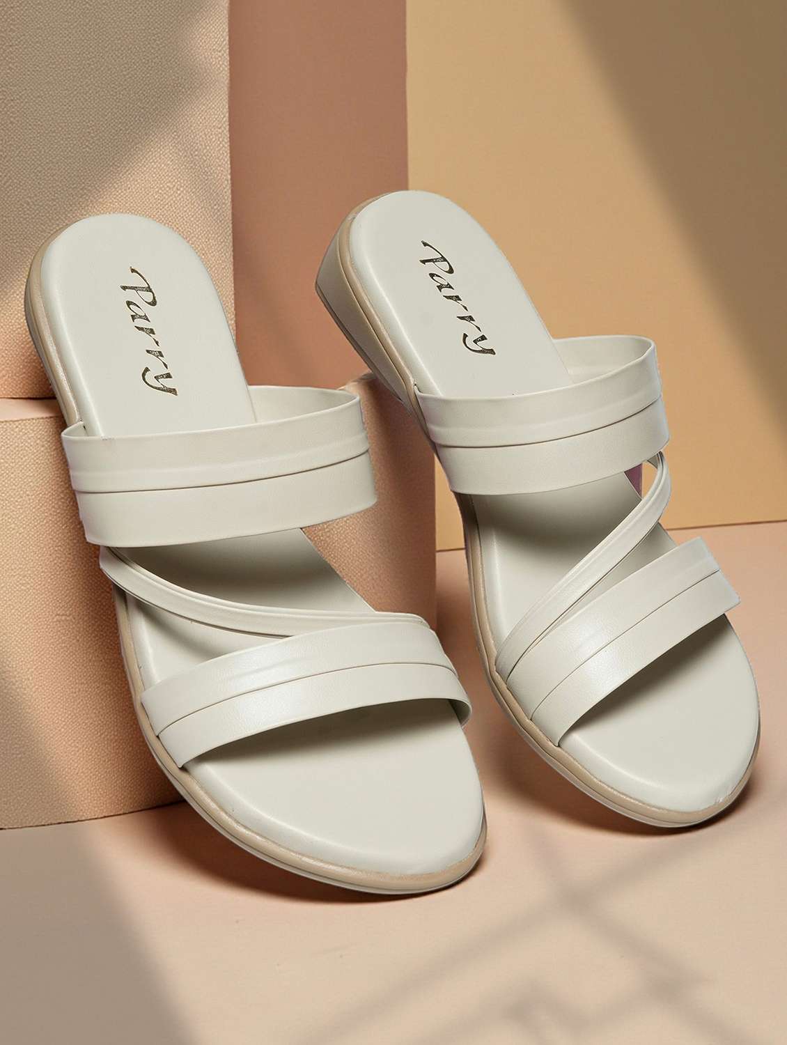 women solid slip on flat sandals