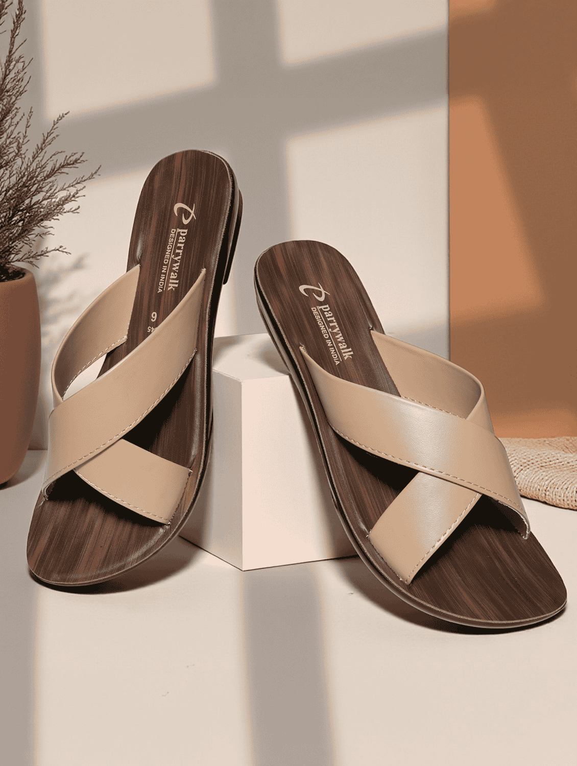 women solid slip on flat sandals
