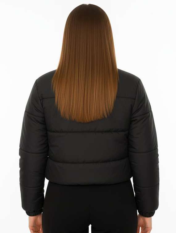 women solid stand collar long sleeve quilted jacket - 22292650 -  Standard Image - 2