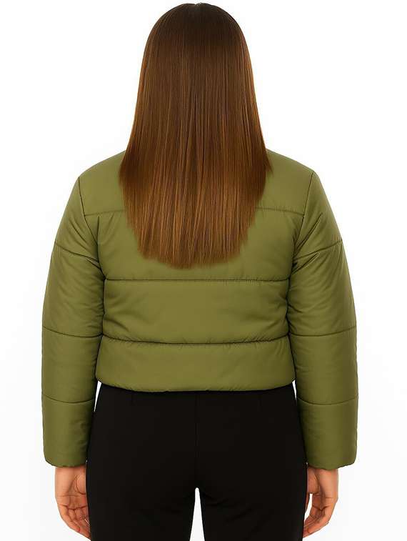 women solid stand collar long sleeve quilted jacket - 22292652 -  Standard Image - 2