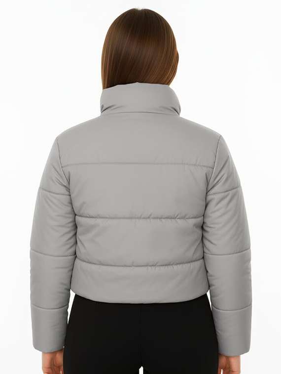 women solid stand collar long sleeve quilted jacket - 22292653 -  Standard Image - 2