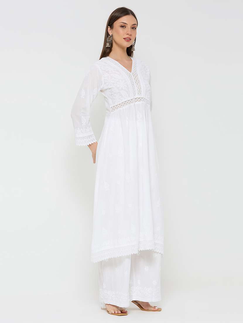 white cotton straight kurta - 22292690 -  Standard Image - 2
