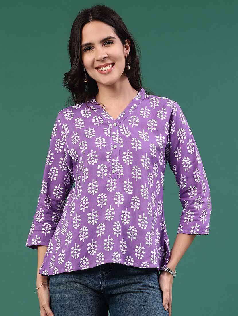 women purple rayon straight kurti - 22293225 -  Standard Image - 2