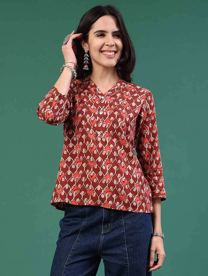 women red rayon straight kurti - 22293227 -  Standard Image - 2
