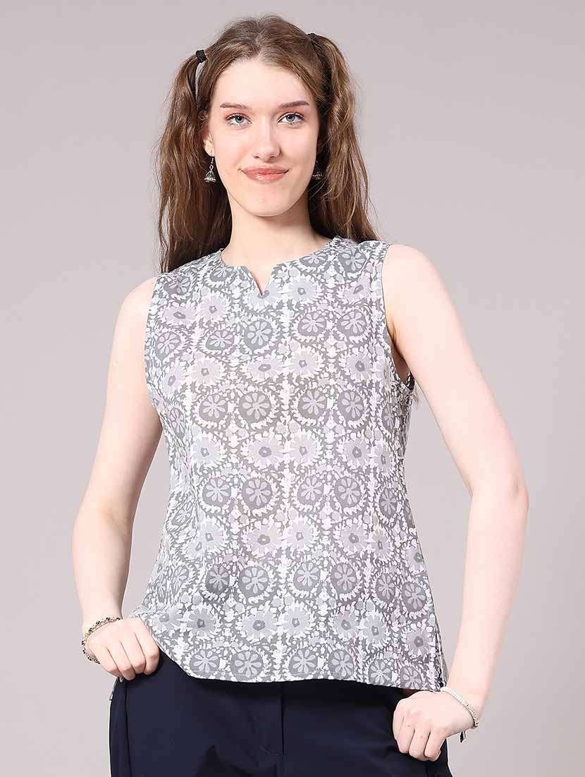 women grey cotton straight kurti - 22293231 -  Standard Image - 2