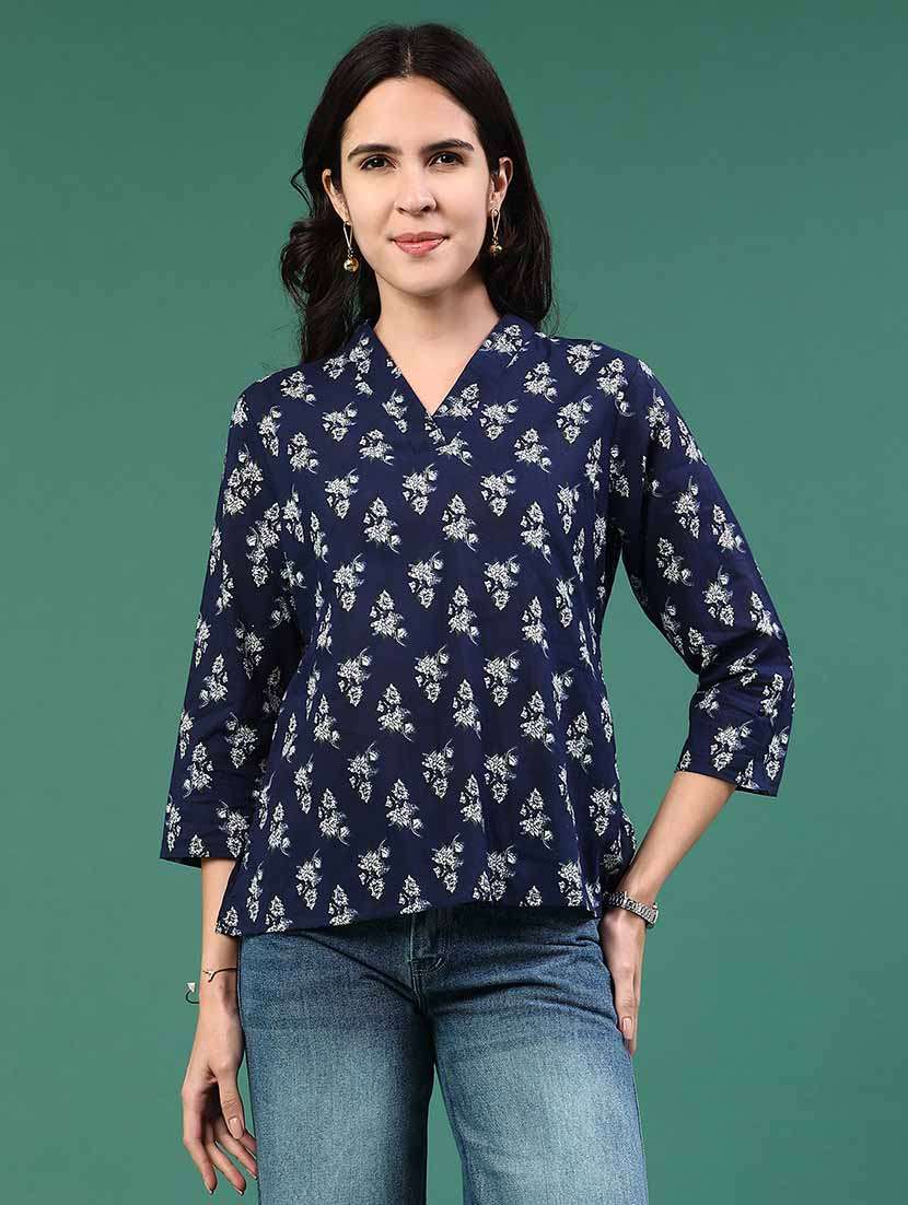 women blue cotton straight kurti - 22293242 -  Standard Image - 2