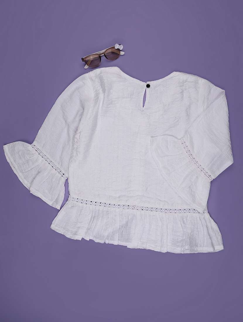 girls self designed bell sleeve tiered top - 22293265 -  Standard Image - 2