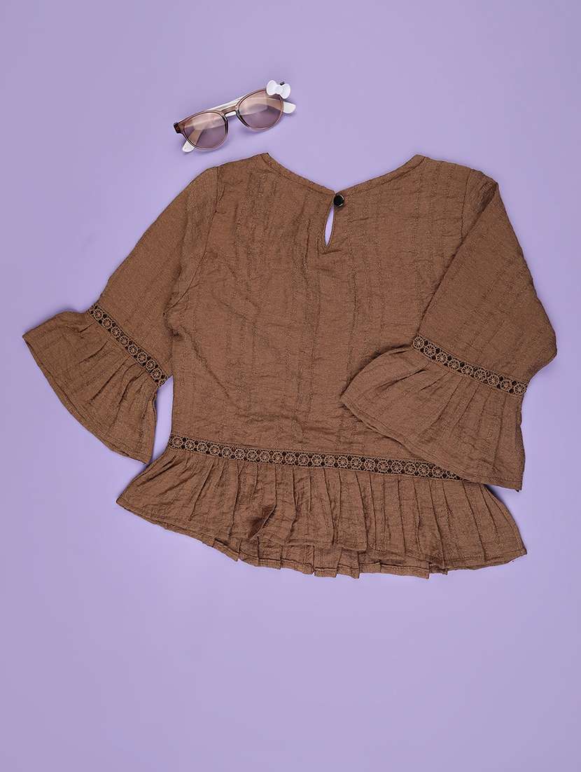 girls solid bell sleeve tiered top - 22293269 -  Standard Image - 2