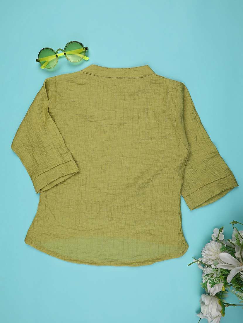 girls solid three quarter sleeve top - 22293303 -  Standard Image - 2
