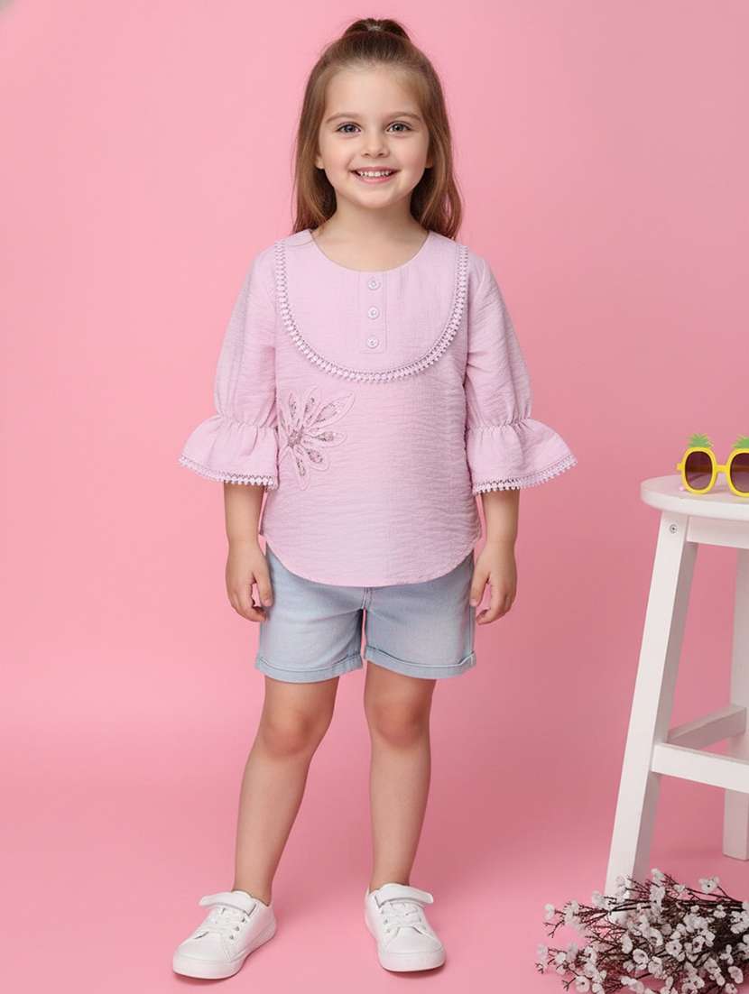 girls embellished bell sleeve top - 22293308 -  Standard Image - 2