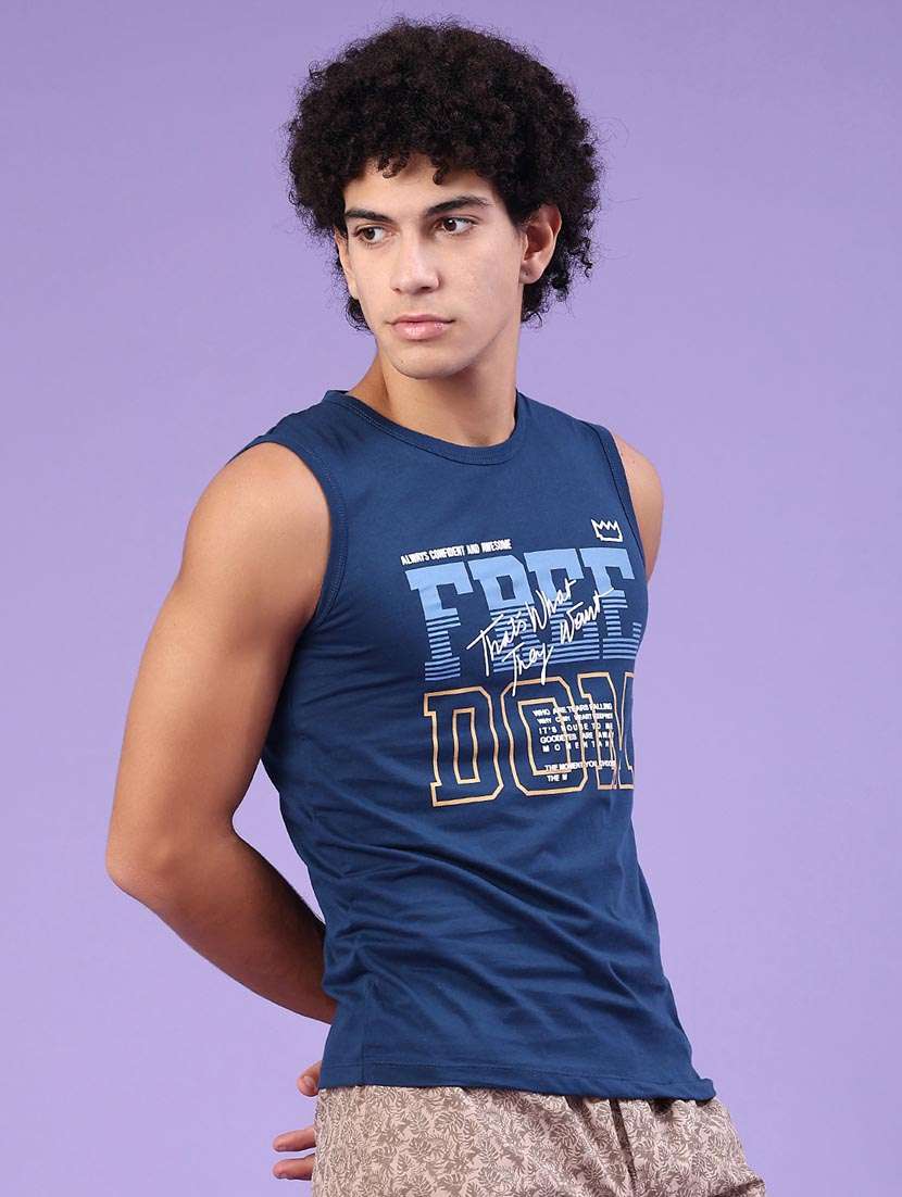 men typographic sleeveless slim fit t-shirt - 22293392 -  Standard Image - 2
