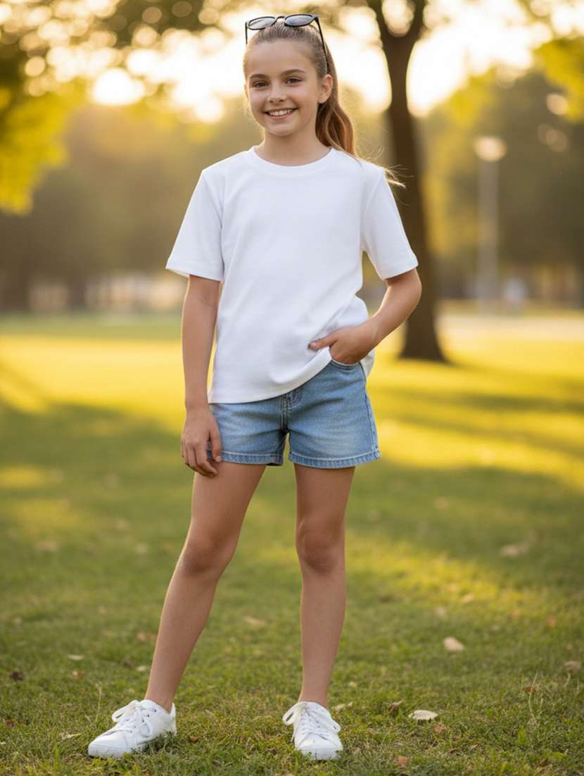 girls solid short sleeve tee