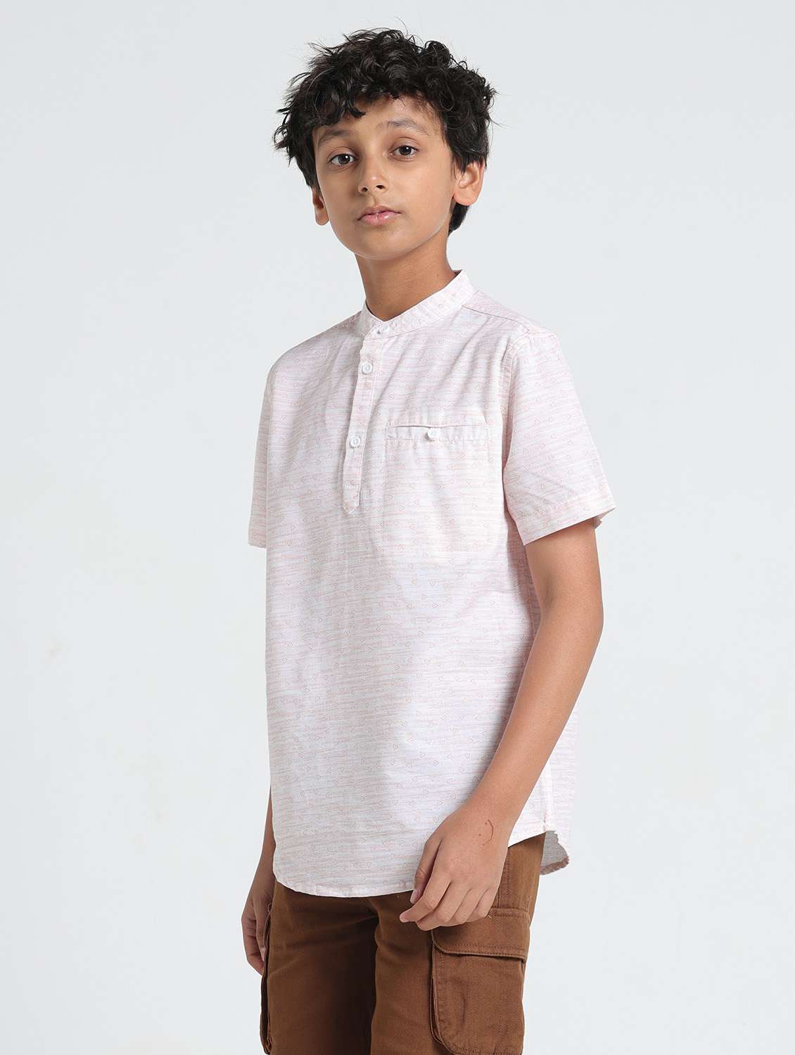 boys self designed short sleeve kurta - 22293469 -  Standard Image - 2