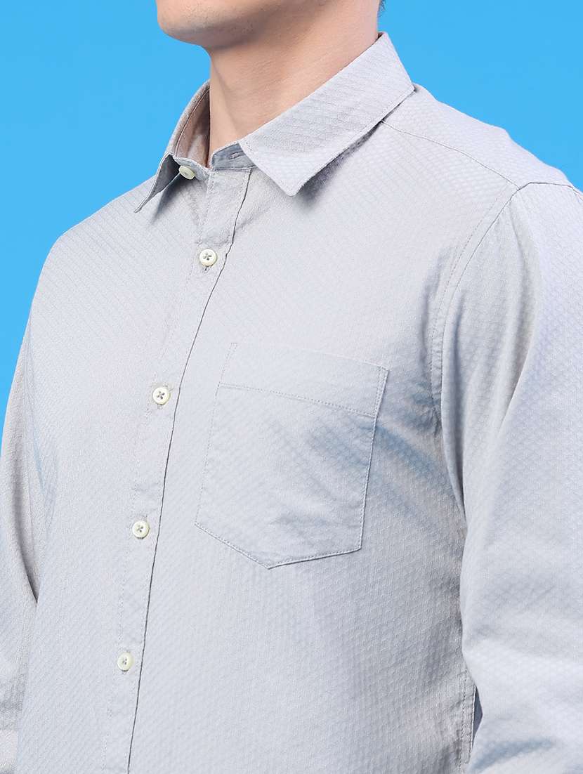 men self design long sleeve slim fit casual shirt - 22293484 -  Standard Image - 2
