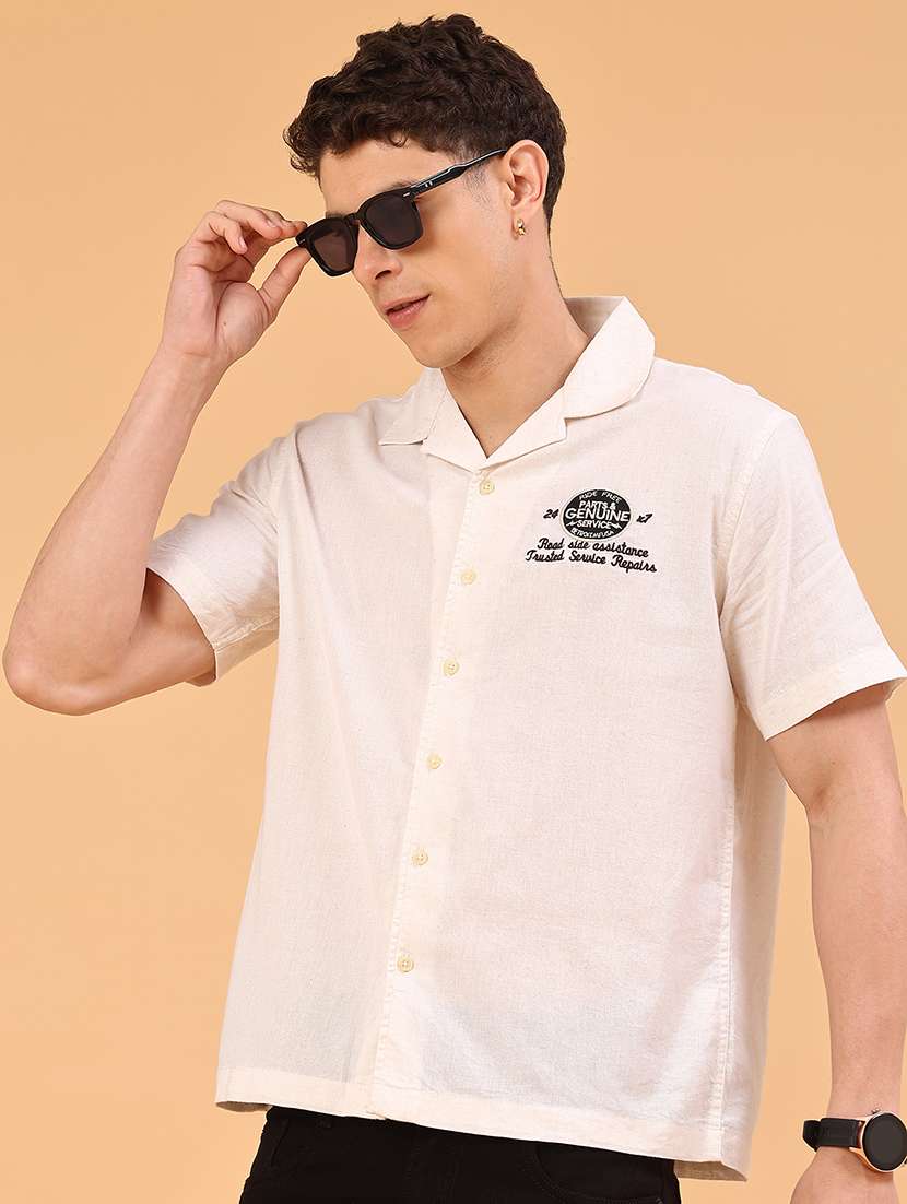 men off white cotton casual shirt - 22293505 -  Standard Image - 2