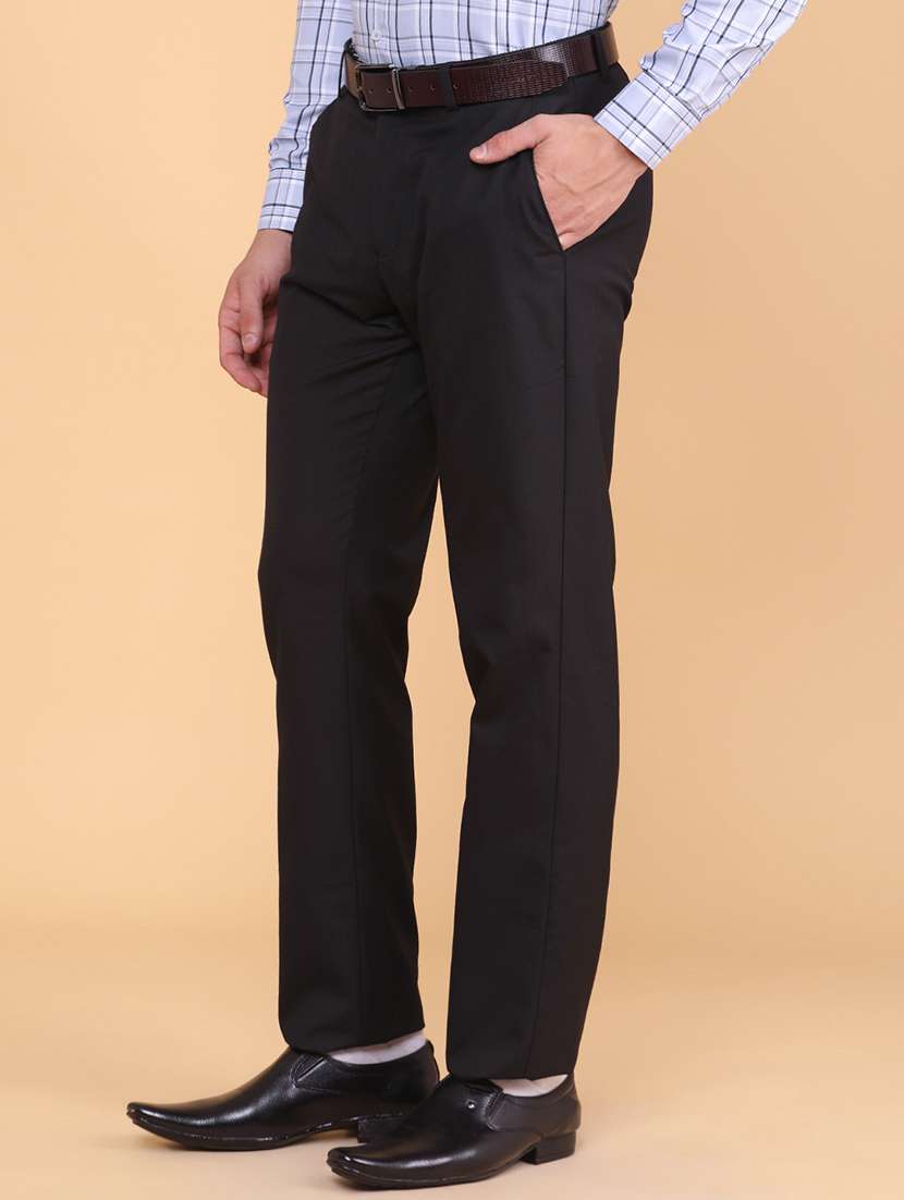men solid mid rise regular fit trouser - 22293599 -  Standard Image - 2