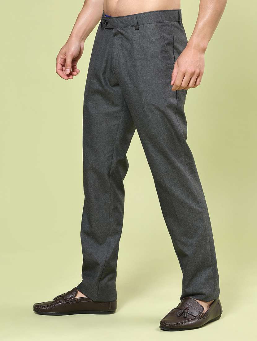 Men Solid Mid Rise Regular Fit Trouser - 22293600 -  Standard Image - 2