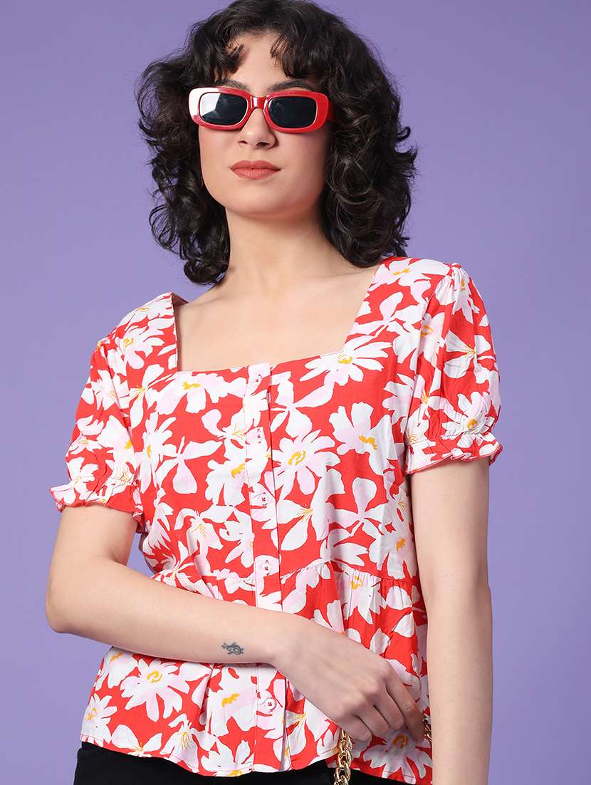 women red rayon regular top