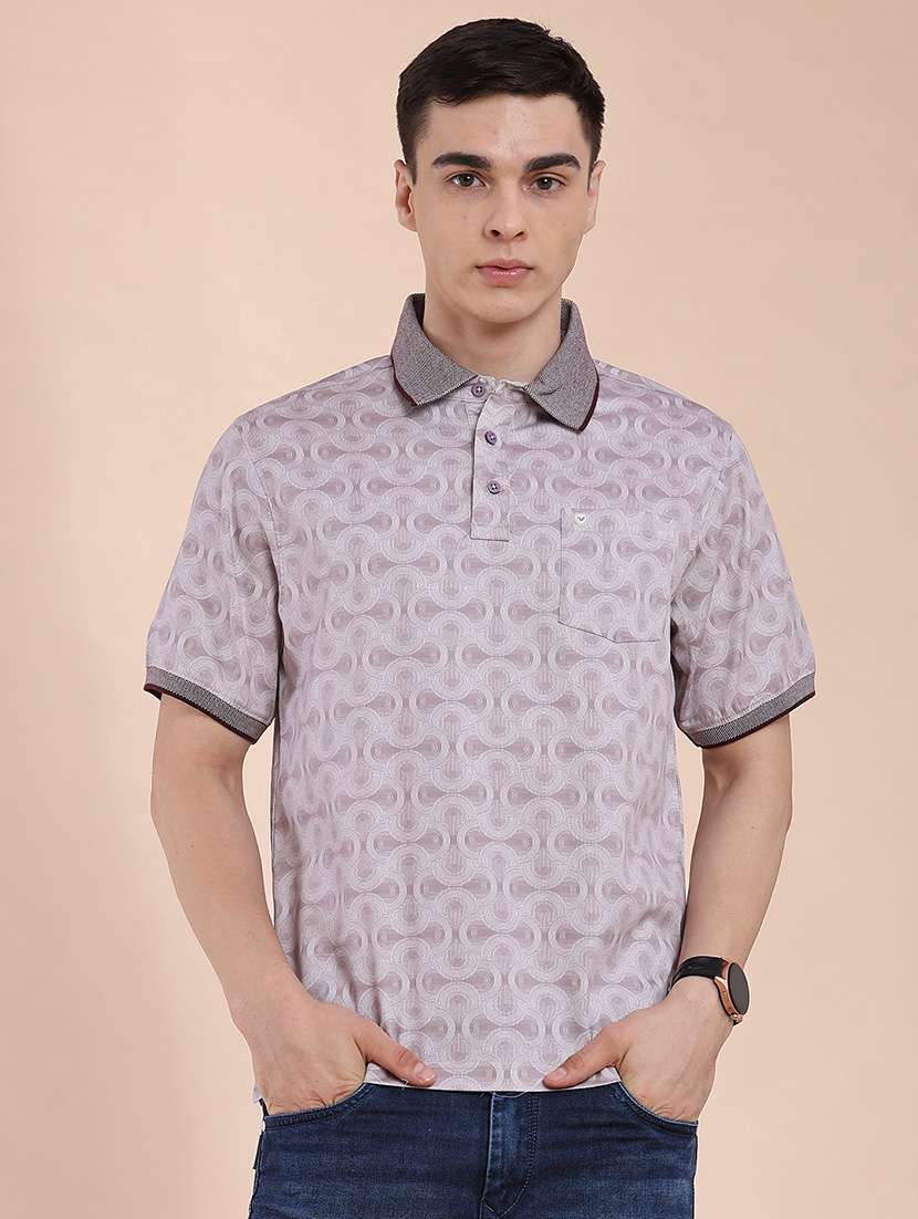 men printed short sleeve slim fit polo t-shirt - 22293635 -  Standard Image - 2
