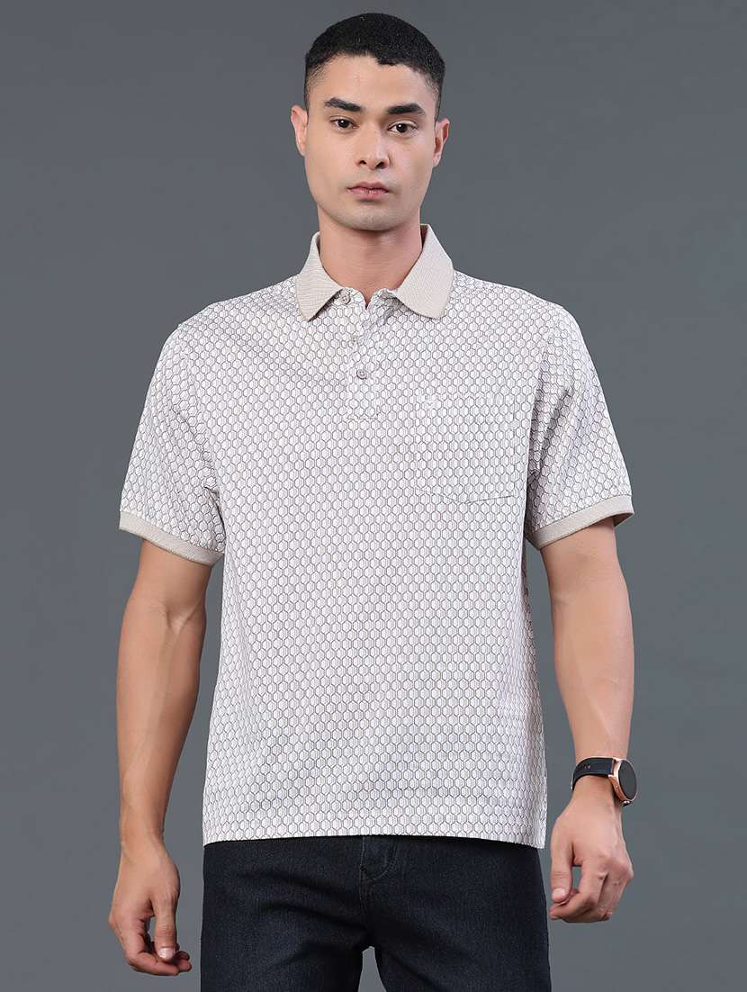 men printed short sleeve slim fit polo t-shirt - 22293636 -  Standard Image - 2