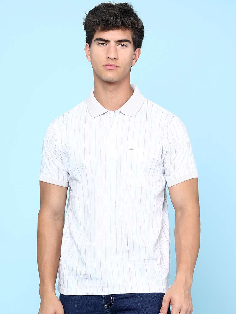 men striped short sleeve slim fit polo t-shirt