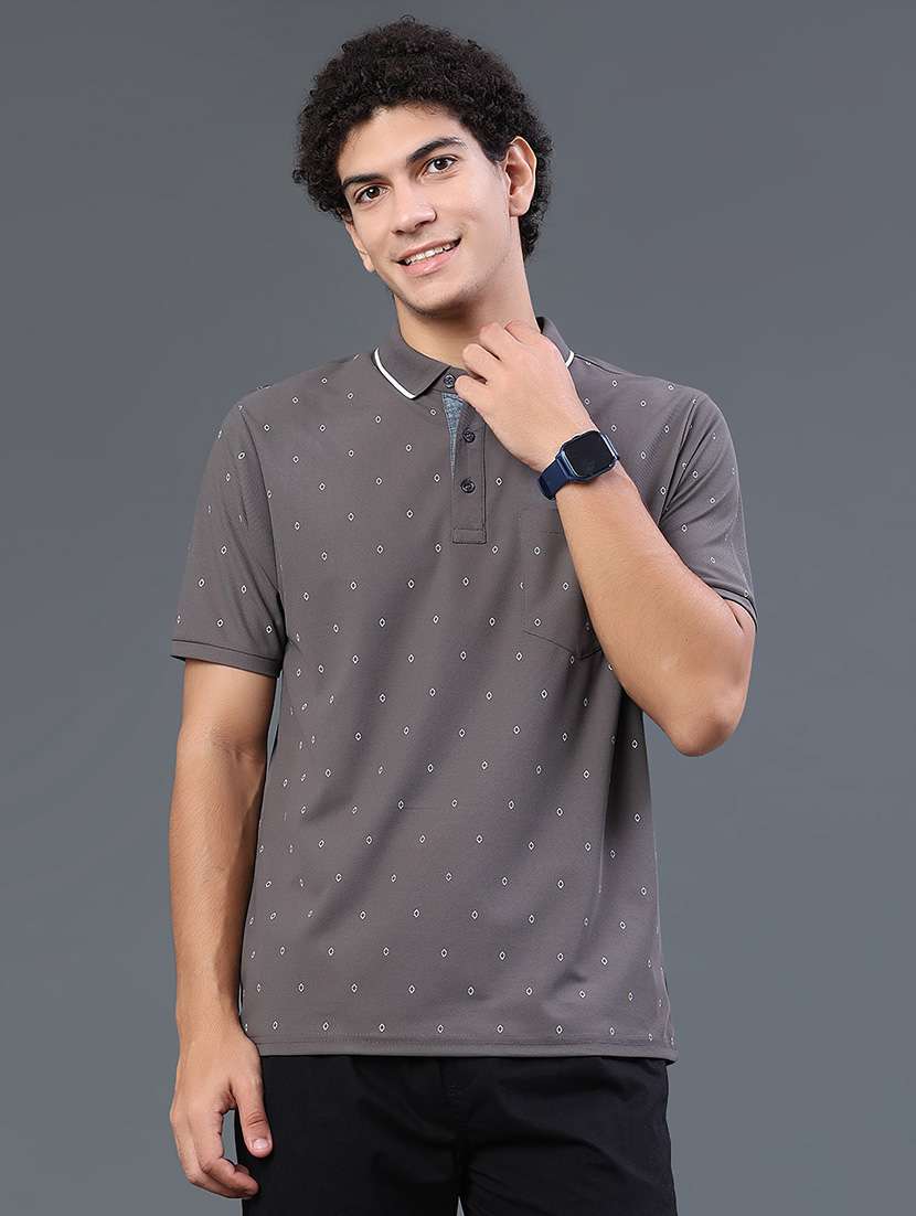 Men Printed Short Sleeve Slim Fit Polo T-shirt - 22293668 -  Standard Image - 2