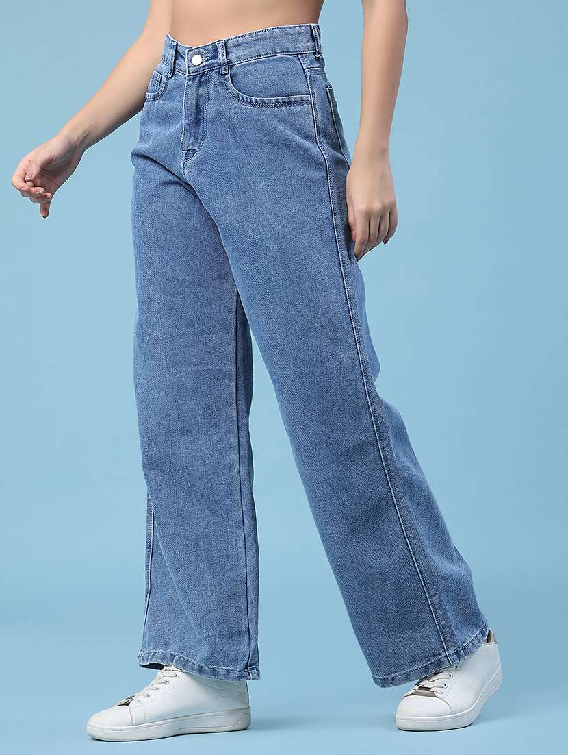 women solid high rise wide leg jeans - 22293686 -  Standard Image - 2