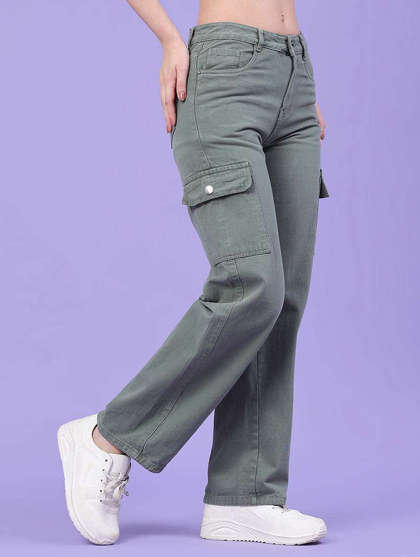 women solid mid rise regular fit cargo pant - 22293699 -  Standard Image - 2