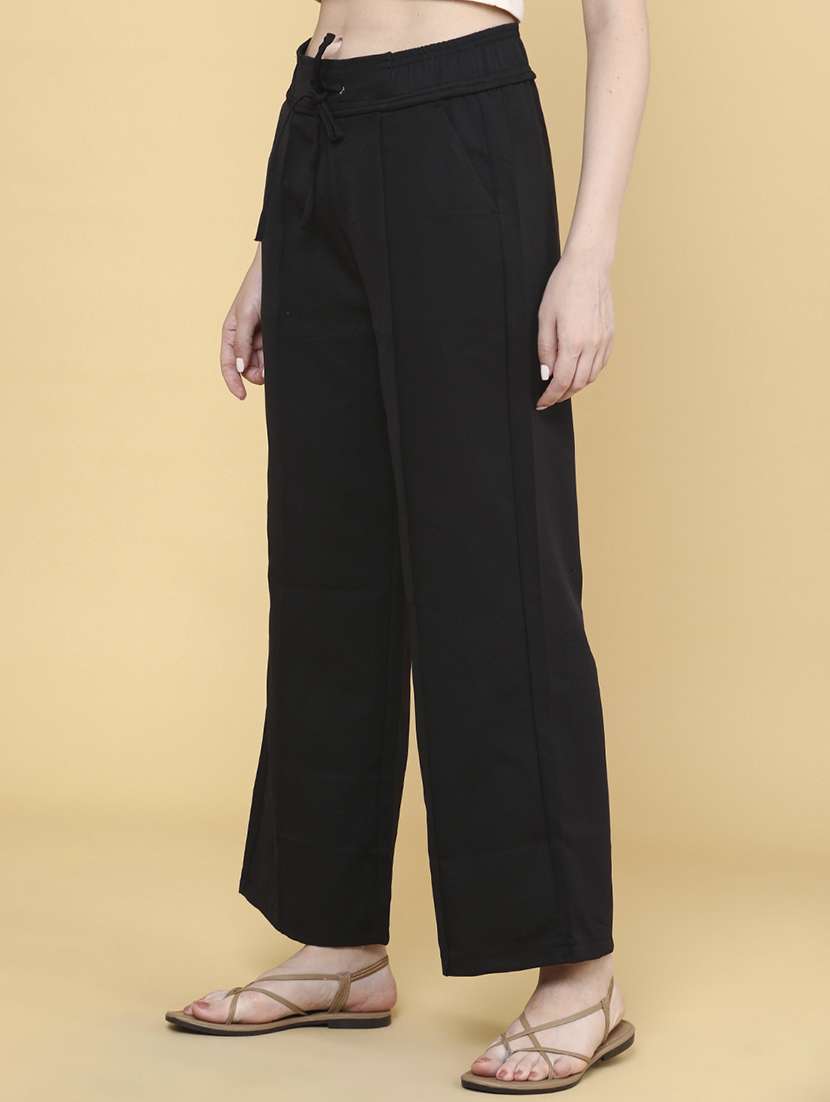 Women Solid Mid-rise Palazzo - 22293835 -  Standard Image - 2