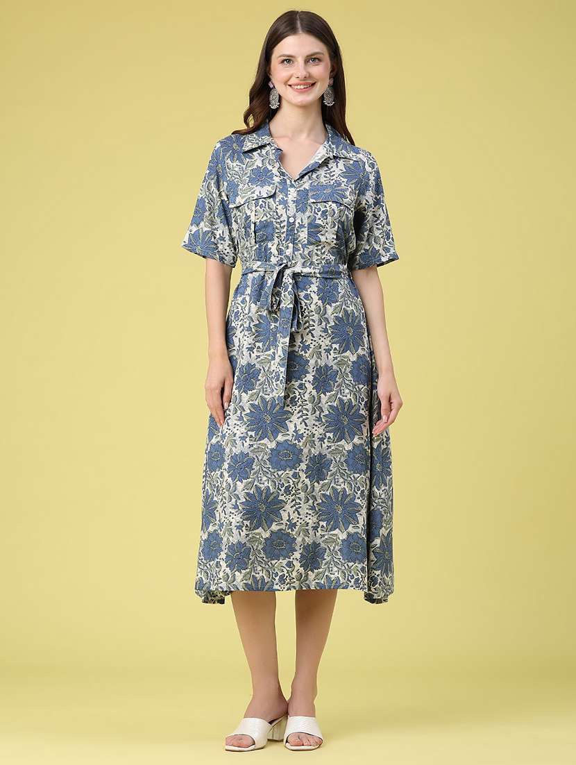 women printed short sleeves a-line dress - 22293872 -  Standard Image - 2