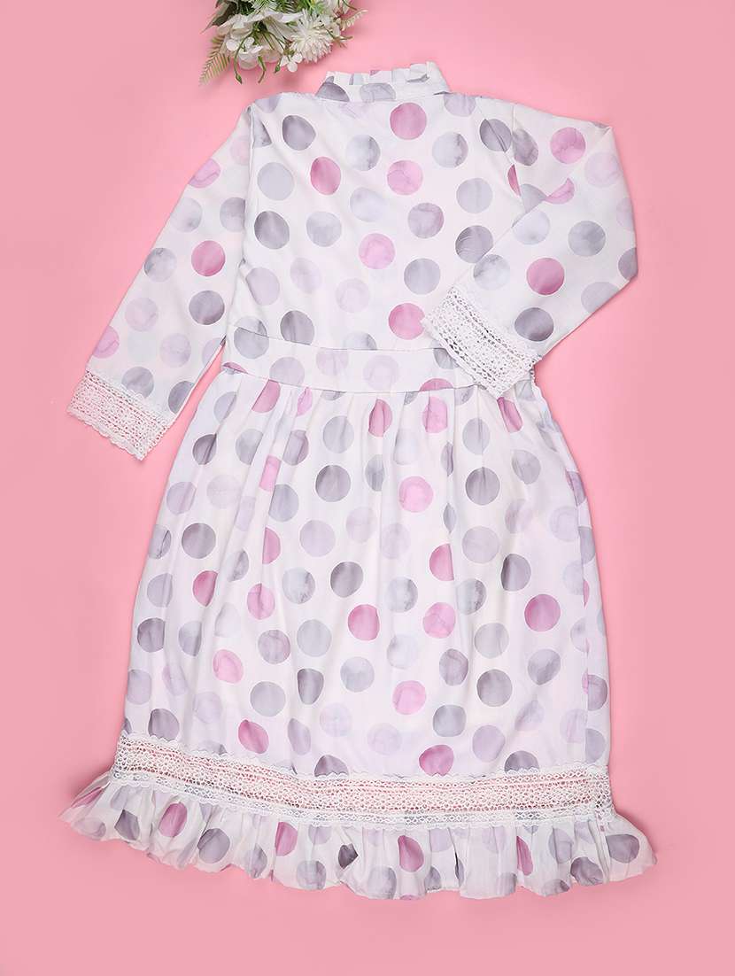 girls printed three quater sleeve tiered dress - 22294049 -  Standard Image - 2