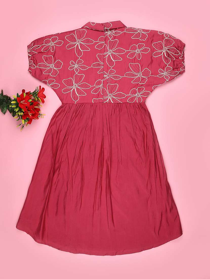 girls embroiderd short sleeve fit & flare dress - 22294053 -  Standard Image - 2