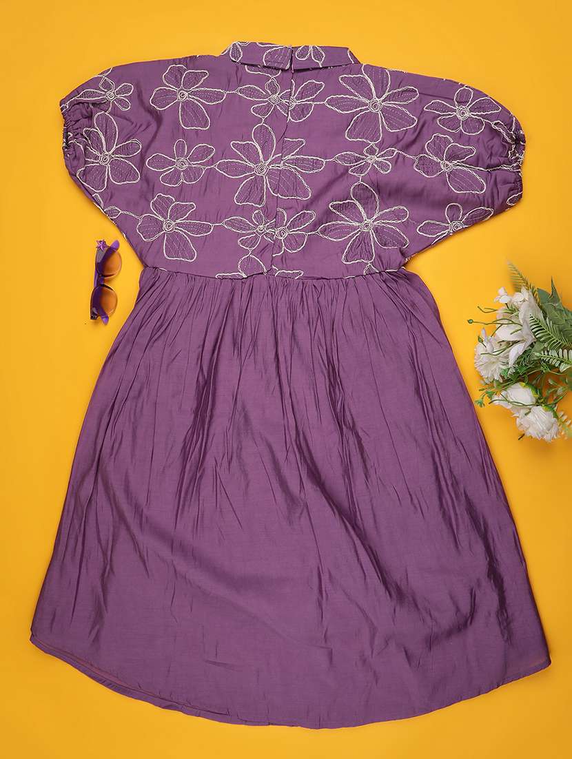 girls embroidered short sleeve fit & flare dress - 22294055 -  Standard Image - 2
