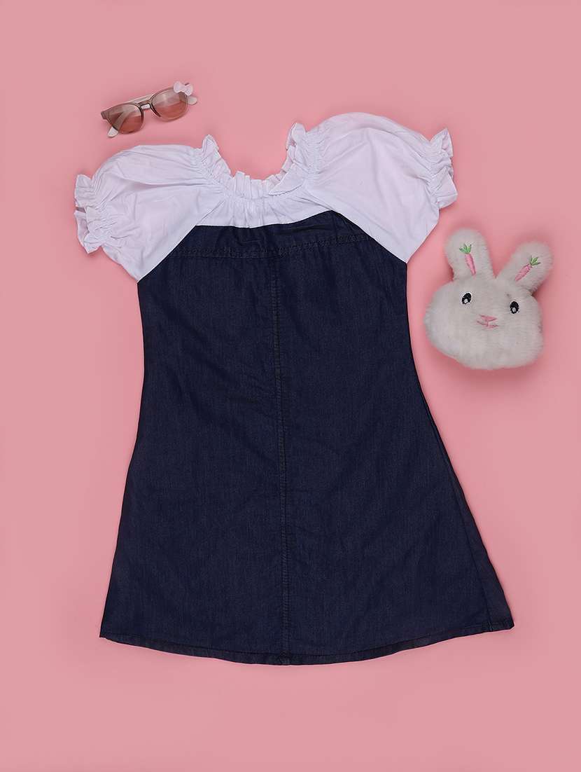 girls solid puff sleeves a-line dress - 22294066 -  Standard Image - 2